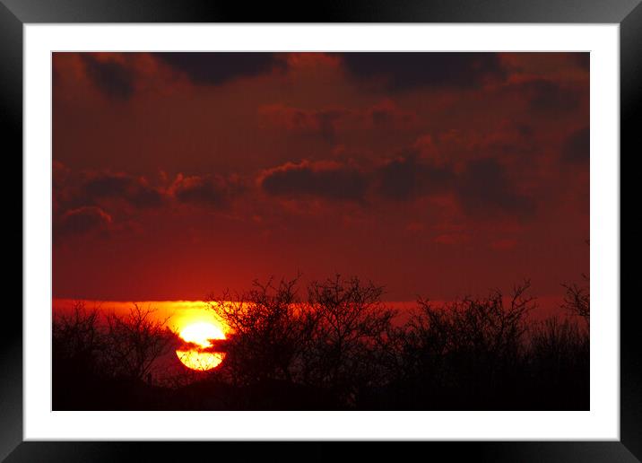 Cloudy Northamptonshire Sunset Framed Mounted Print by Jeremy Hayden