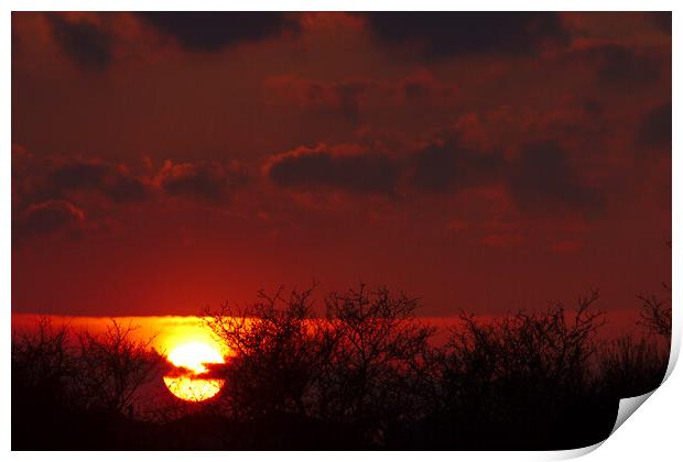 Cloudy Northamptonshire Sunset Print by Jeremy Hayden