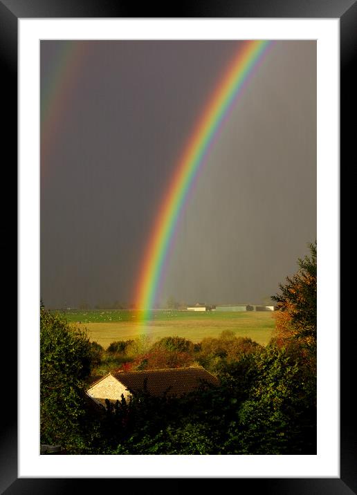 Rainbow over the farm Framed Mounted Print by Jeremy Hayden