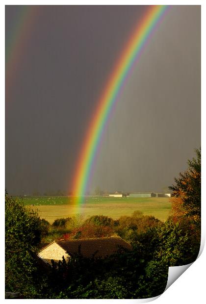 Rainbow over the farm Print by Jeremy Hayden