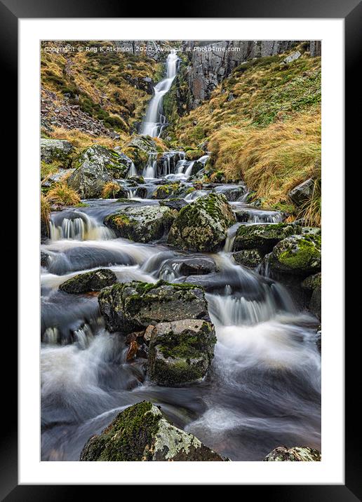 Waterfall at The Hen Hole Framed Mounted Print by Reg K Atkinson