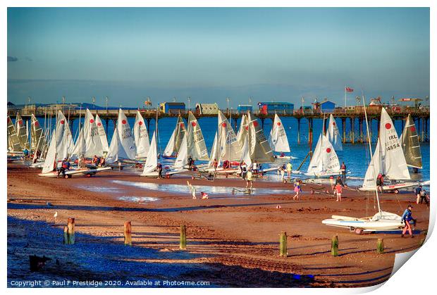 Dinghy Launch at Teignmouth Beach Print by Paul F Prestidge