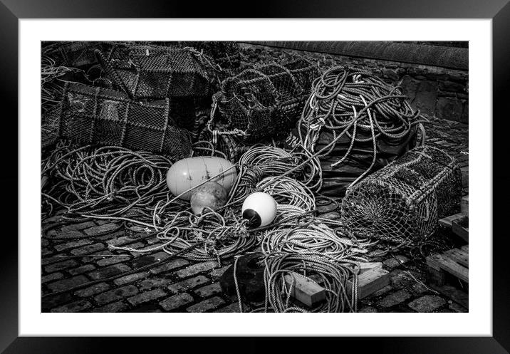 Fishing Tackle, Arbroath Harbour. Framed Mounted Print by David Jeffery