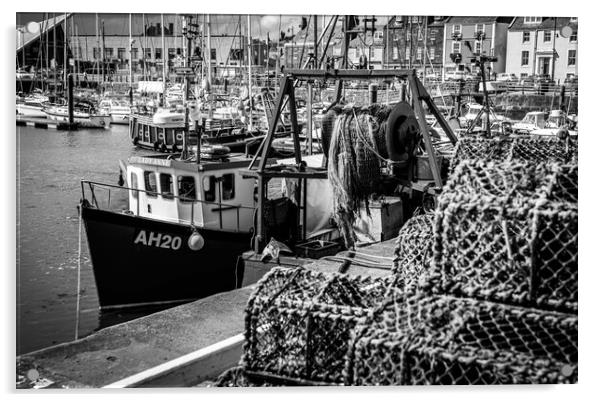 Fishing Boat & Lobster Pots, Arbroath Harbour Acrylic by David Jeffery