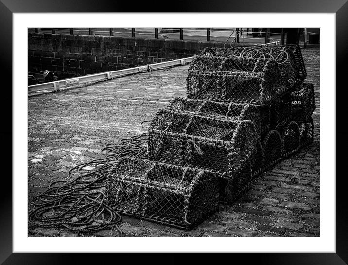 Lobster Pots, Arbroath Harbour Framed Mounted Print by David Jeffery