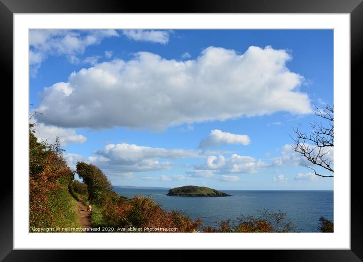 Clouds Over Looe Island. Framed Mounted Print by Neil Mottershead