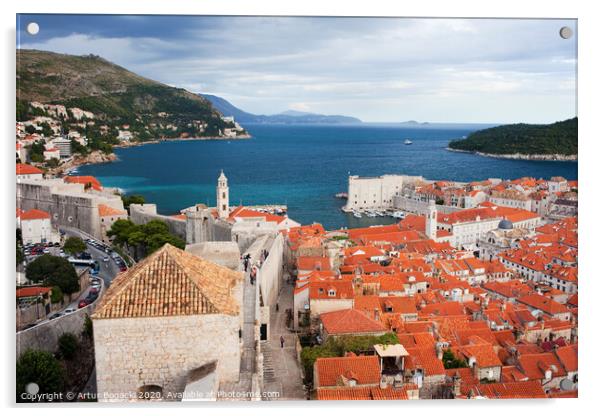 Dubrovnik and Adriatic Sea in Croatia Acrylic by Artur Bogacki