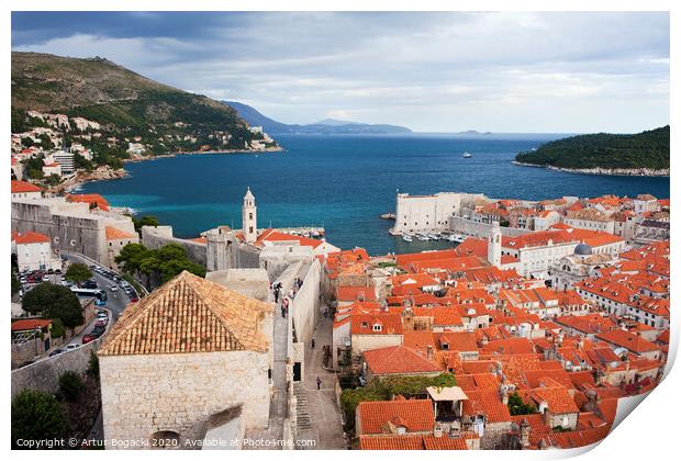 Dubrovnik and Adriatic Sea in Croatia Print by Artur Bogacki
