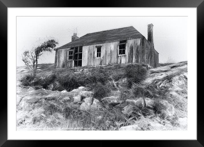 Corrugated Iron House Isle of Scalpay Western Isle Framed Mounted Print by Barbara Jones