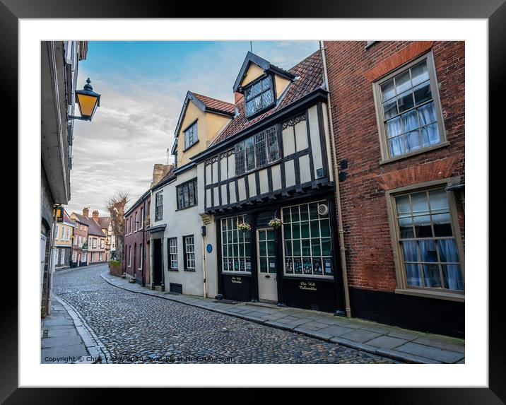The oldest street in Norwich Framed Mounted Print by Chris Yaxley