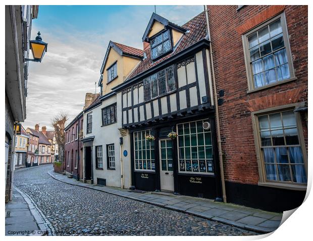 The oldest street in Norwich Print by Chris Yaxley
