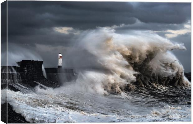 Monster Wave at Porthcawl Canvas Print by Karl McCarthy