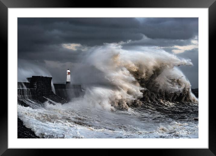 Monster Wave at Porthcawl Framed Mounted Print by Karl McCarthy