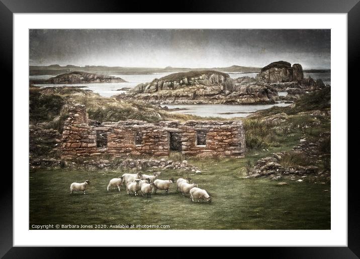 Blackhouse Ruin Kintra Isle of Mull   Framed Mounted Print by Barbara Jones