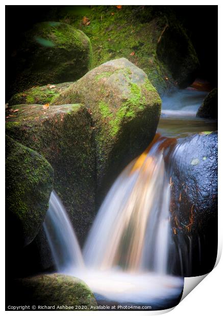 Silky waters of Padley Gorge, Derbyshire Print by Richard Ashbee