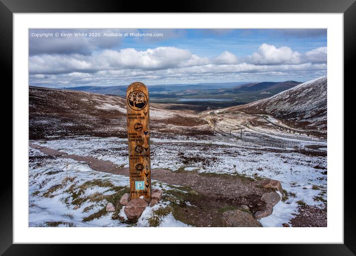 Aviemore Cairngorms wooden sign post Framed Mounted Print by Kevin White