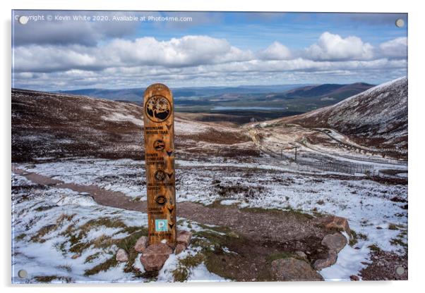 Aviemore Cairngorms wooden sign post Acrylic by Kevin White