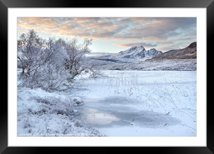 Blaven in Winter Isle of Skye Scotland Framed Mounted Print by Barbara Jones
