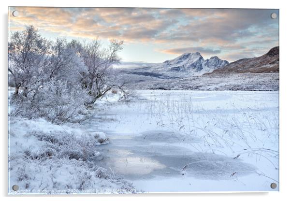 Blaven in Winter Isle of Skye Scotland Acrylic by Barbara Jones