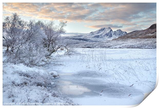Blaven in Winter Isle of Skye Scotland Print by Barbara Jones
