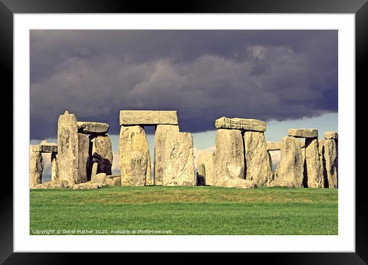 Storm over Stonehenge Framed Mounted Print by David Mather