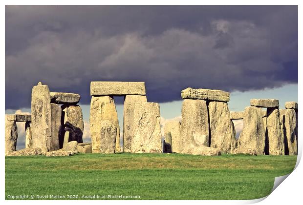 Storm over Stonehenge Print by David Mather