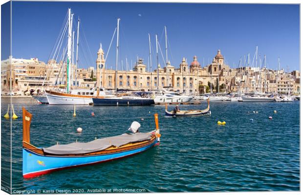 Malta: Traditional Fishing Boat in Vittoriosa Canvas Print by Kasia Design
