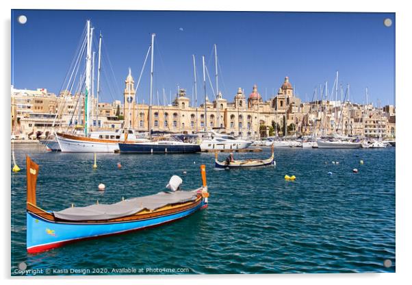 Malta: Traditional Fishing Boat in Vittoriosa Acrylic by Kasia Design