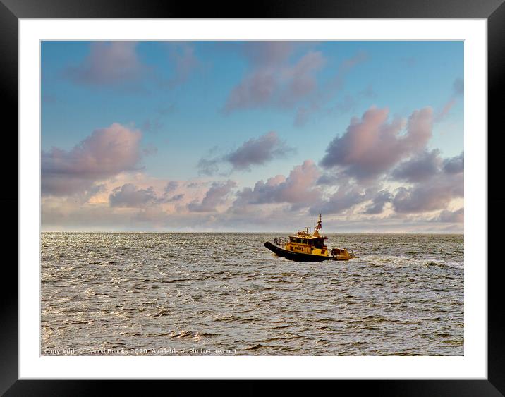 Yellow Pilot Boat at Dawn Framed Mounted Print by Darryl Brooks