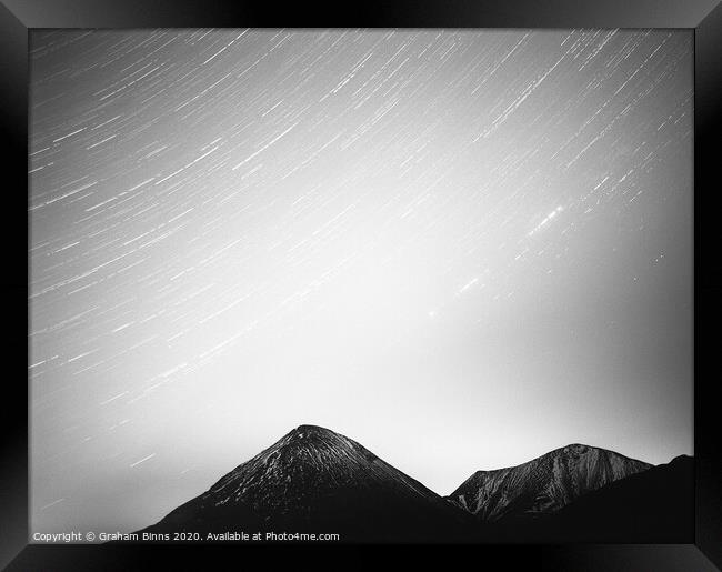 Marsco Star Trails – Isle of Skye, Scotland Framed Print by Graham Binns
