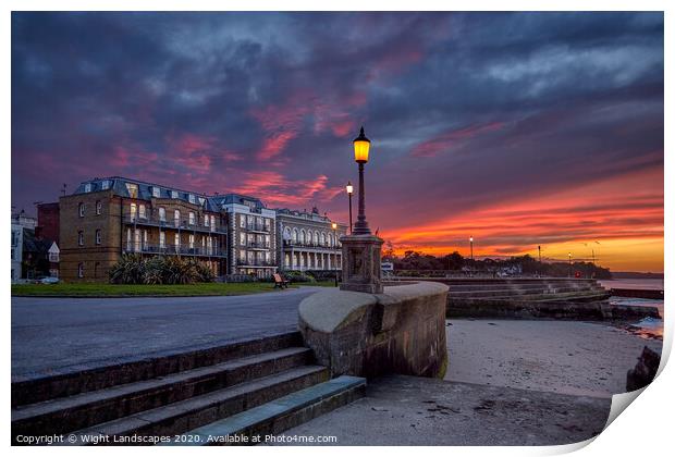 Ryde Western Gardens Sunset Print by Wight Landscapes