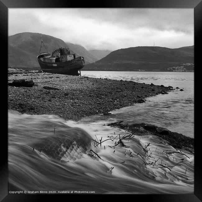 Rested Trawler – Corpach, Ben Nevis, Scotland Framed Print by Graham Binns