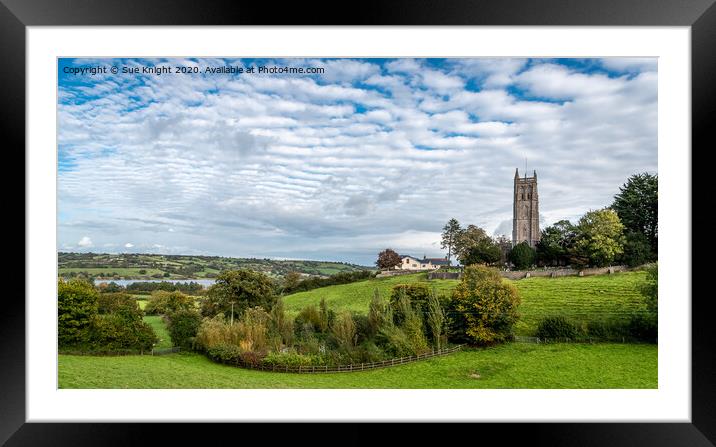 A view of the church and the lake at Blagdon Somerset Framed Mounted Print by Sue Knight