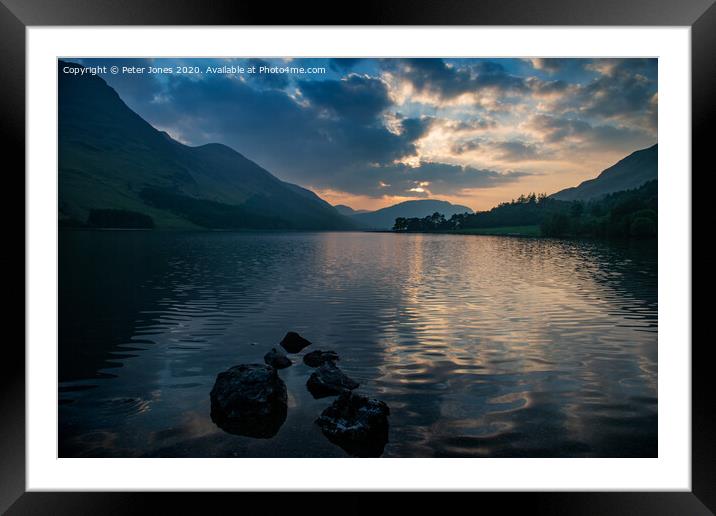  Sunset over Buttermere in the Lake District. Framed Mounted Print by Peter Jones
