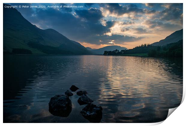  Sunset over Buttermere in the Lake District. Print by Peter Jones