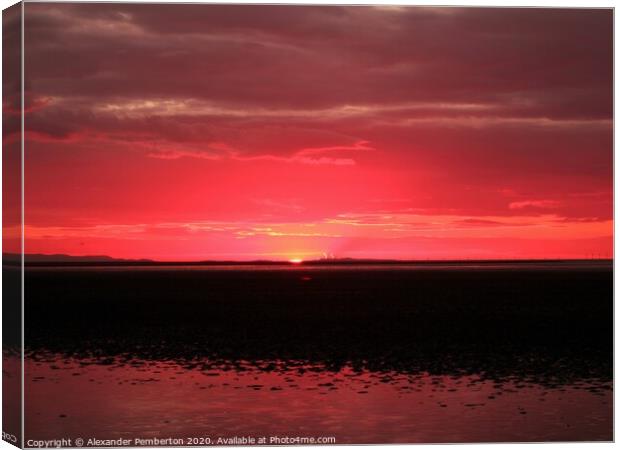 Sundown Over Shore  Namely Looking Towards Leasowe Canvas Print by Alexander Pemberton