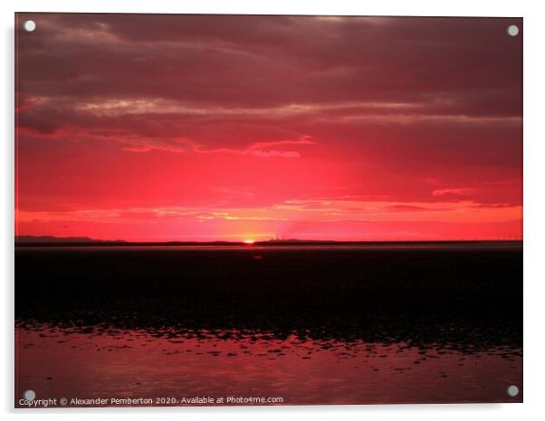 Sundown Over Shore  Namely Looking Towards Leasowe Acrylic by Alexander Pemberton