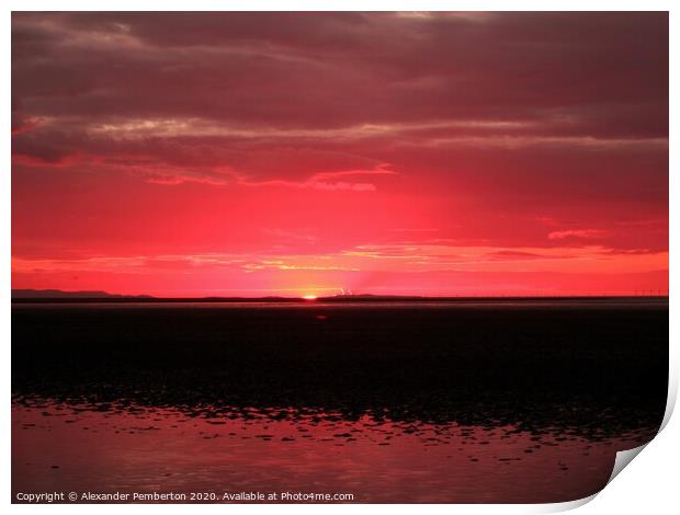 Sundown Over Shore  Namely Looking Towards Leasowe Print by Alexander Pemberton