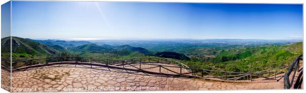 Panoramic view of the Valencia valley, seen from the Sierra Calderona, Spain. Canvas Print by Joaquin Corbalan