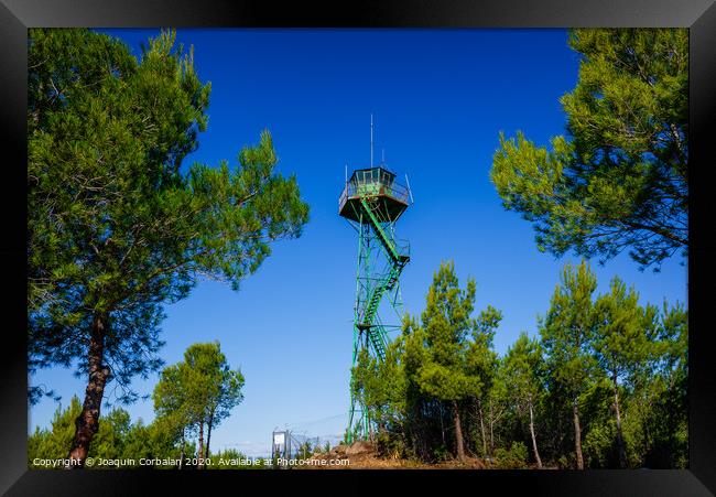 Watchtower to observe movements of prisoners in a mountainous area. Framed Print by Joaquin Corbalan