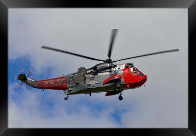 Royal Navy Sea King Helicopter Framed Print by Derek Beattie