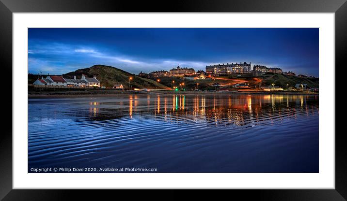 Saltburn from the beach at twilight Framed Mounted Print by Phillip Dove LRPS