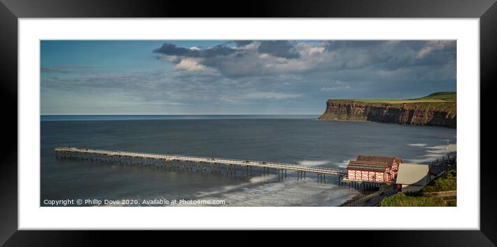 Saltburn Pier and Huntcliff a panoramic image. Framed Mounted Print by Phillip Dove LRPS