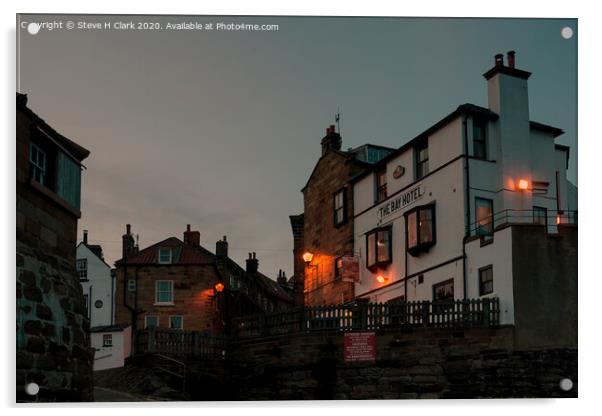 The Bay Hotel - Robin Hood's Bay Acrylic by Steve H Clark