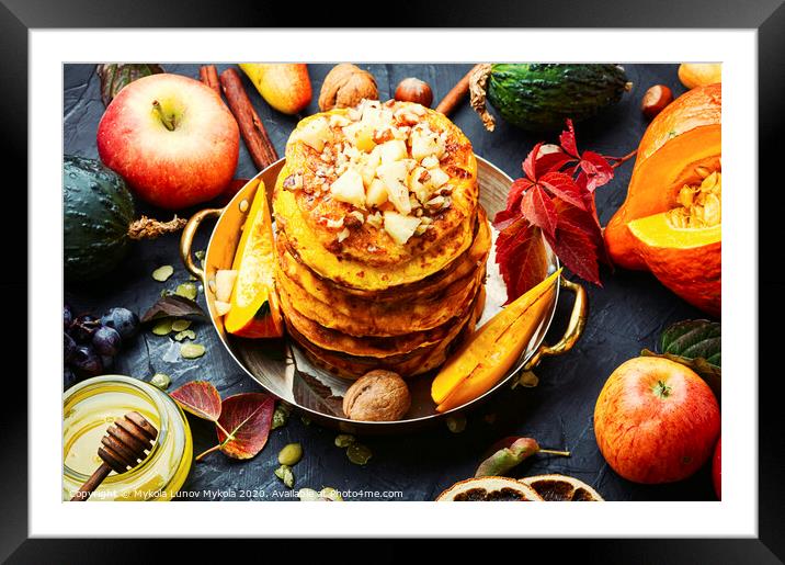 Pumpkin pancakes with syrup Framed Mounted Print by Mykola Lunov Mykola