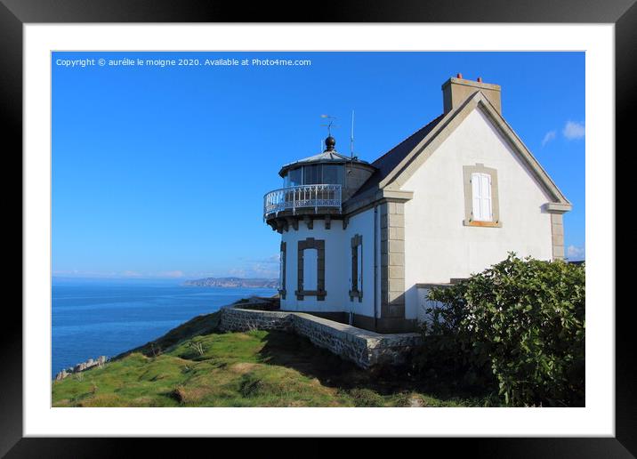 Lighthouse of Millier Point in Beuzec Cap Sizun Framed Mounted Print by aurélie le moigne
