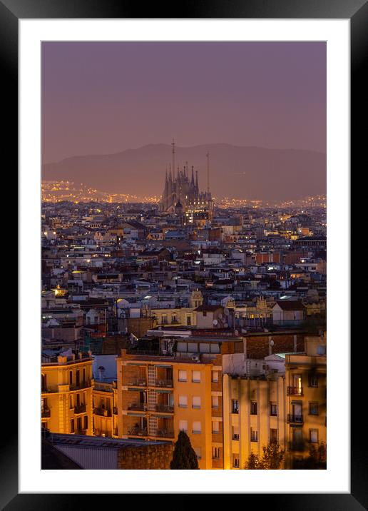 Landscape picture of famous city Barcelona  Framed Mounted Print by Arpad Radoczy