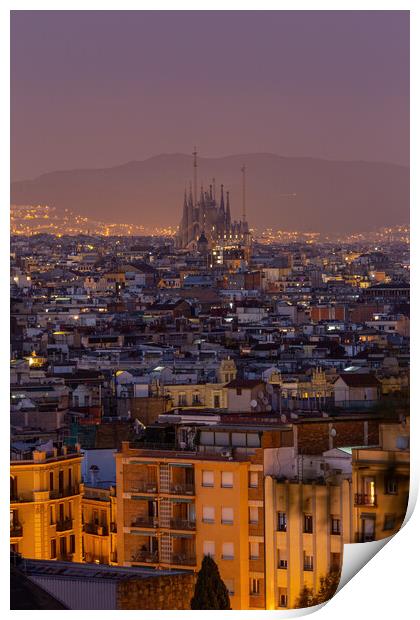 Landscape picture of famous city Barcelona  Print by Arpad Radoczy
