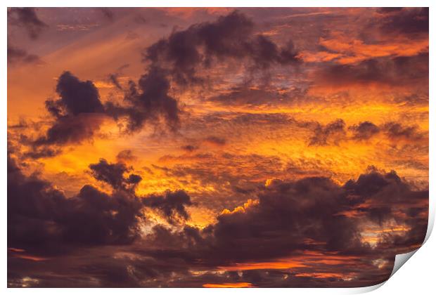 Beautiful colorful sunset clouds at summer time Print by Arpad Radoczy