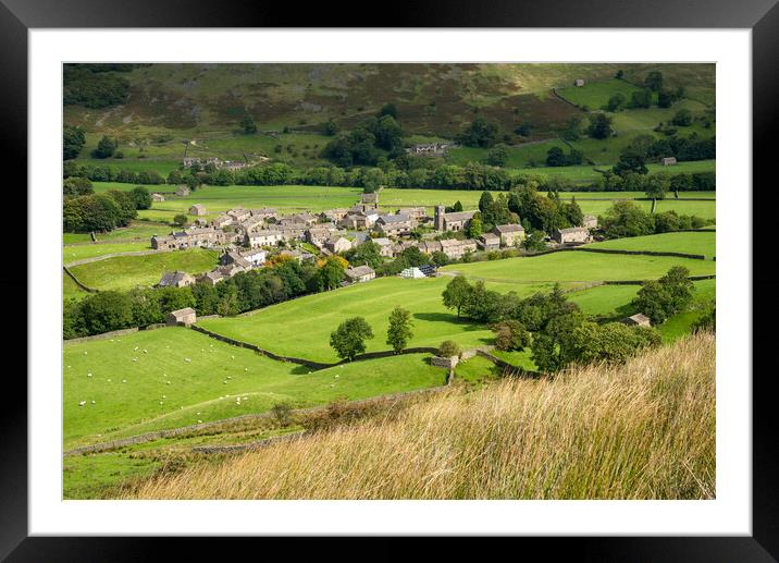 Muker village, Swaledale, North Yorkshire Framed Mounted Print by Andrew Kearton